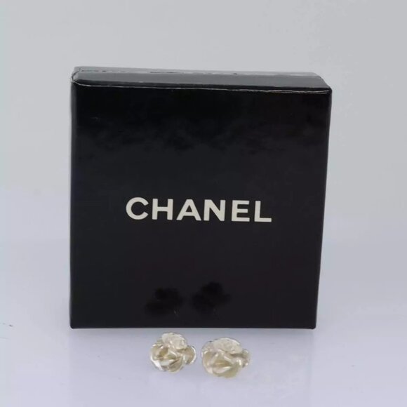CHANEL Pierce Camelia Silver CC Auth - Picture 1 of 13